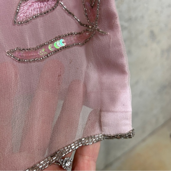 Vintage Sean collection, baby doll, pink rhinestone spaghetti strap prom dress - Picture 10 of 14